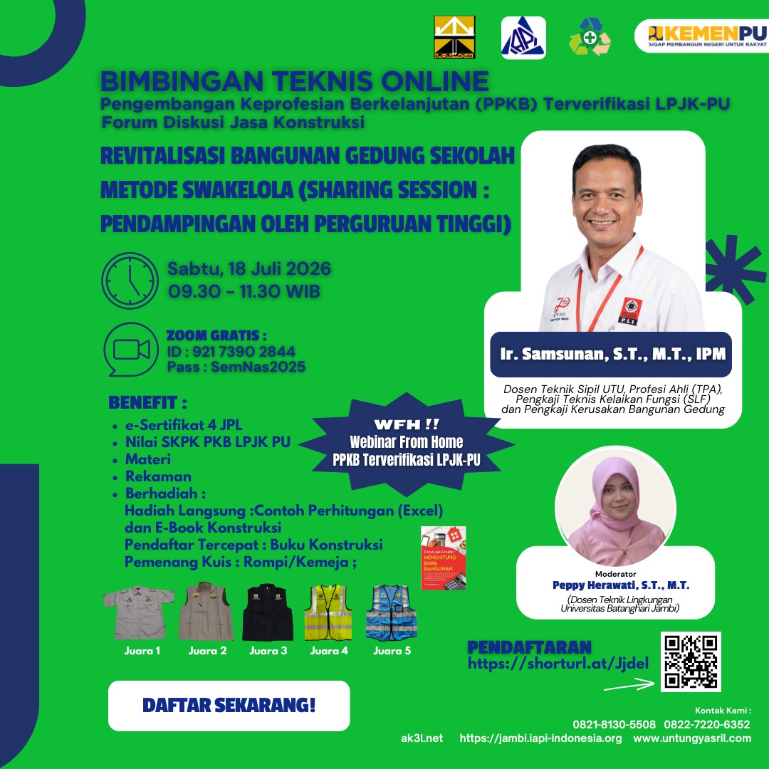Bimbingan Teknis Online Pengembangan Keprofesian Berkelanjutan Kementerian-PU LPJK : FORUM DISKUSI JASA KONSTRUKSI